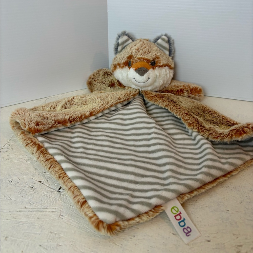 Ebba Woodland Fox Lovie Security Blanket Brown with Gray and White Stripes